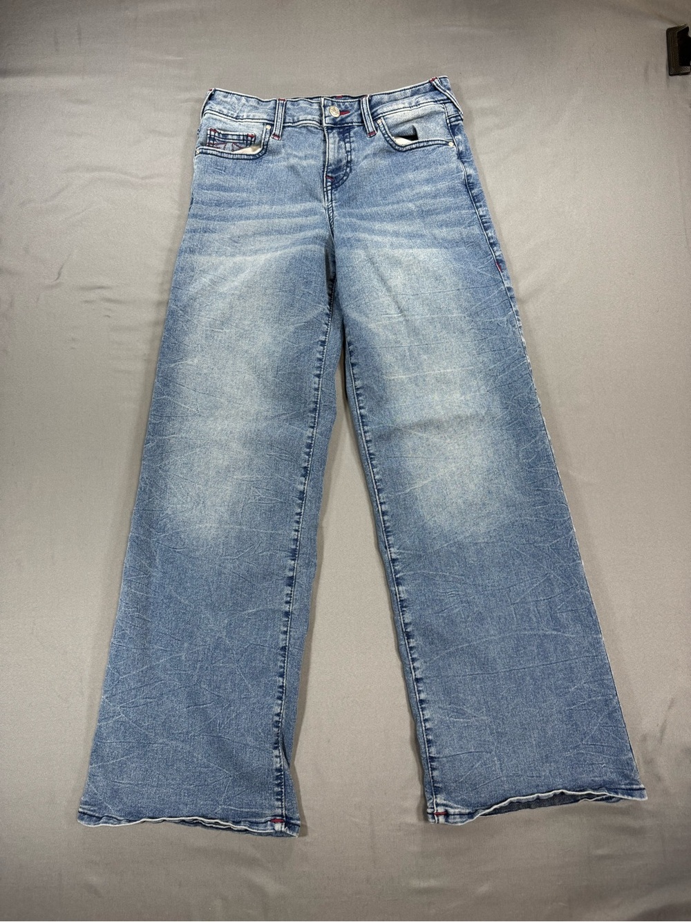 True Religion Light Blue Wide-Leg Denim Jeans - Picture 2 of 7